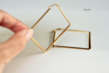 Ohrringe Kreolen Rhombus aus Edelstahl / Statement Ohrringe / Geschenk für die Freundin / Geometrische Ohrringe / Moderne Kreolen / Creolen